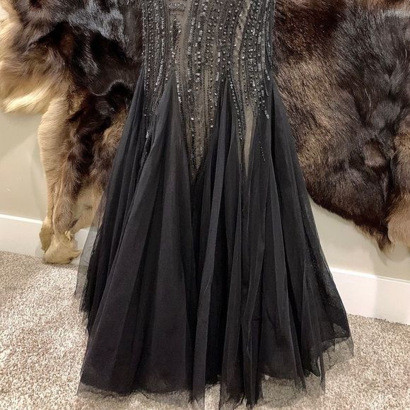 Custom Gorgeous Strapless Matte Sequins & Beads Fishtail Gown - Picture 11 of 16